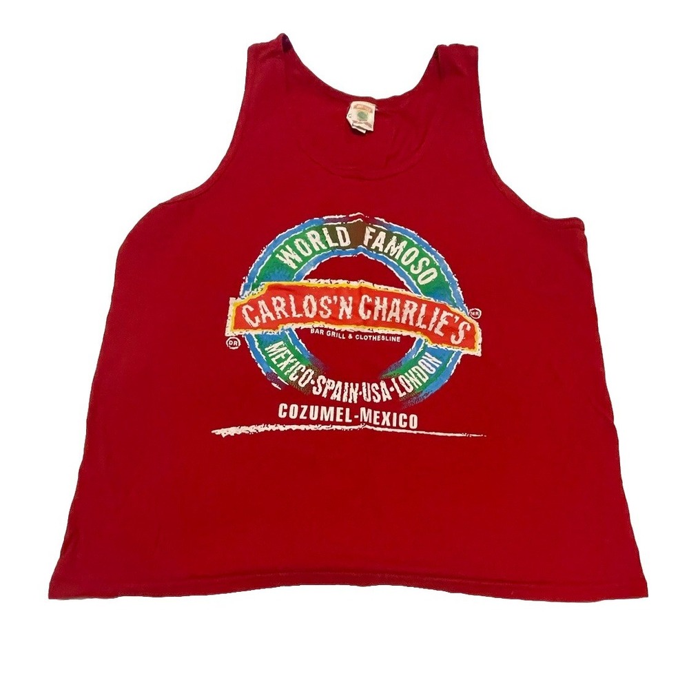 Vtg Senor Frogs Cozumel Red Tank Top Mens Sz XL 90s Carlos' N Charlie's